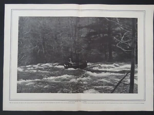 1905 Orig. Pliegue central 9x13, canoa en rápidos, lecciones sobre manejo canoa 2 lados - Imagen 1 de 4