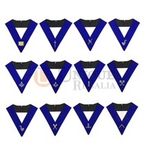 Massonico Blu Lodge Ufficiali Collari Set Di 12 Macchina Ricamato MC025
