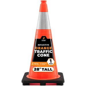 28 Inch Orange Traffic Cones with 6" Collar - PVC Plastic Safety Cone - Picture 1 of 7
