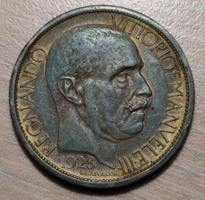 ITALIA REINO VITTORIO EMANUELE III 20 CENTESIMI 1928 BONO EXPOSICION MILAN MBC - Picture 1 of 2