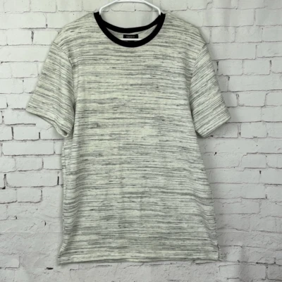 Camisa Forever 21 Para Hombre Camiseta Manga Corta Rayas Medianas Brezo Negra Blanca Foto 1 de 4