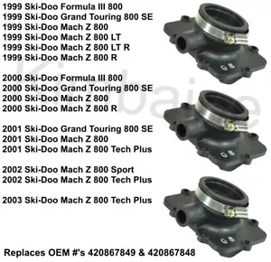 1999-2003 Ski Doo Formula III 800 Mach Z & Listed 3 Carb Intake Boot Flanges - Picture 1 of 1