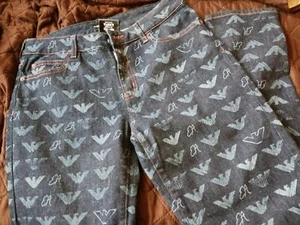 Emporio Armani Girls Jeans Size 14A #6Z3J90 2DONZ Blue Denim Armani Full Logo - Picture 1 of 15