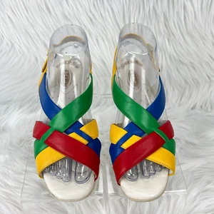 Dr. Scholl's VTG Womens 7W Double Air Pillo Sandals Colorblock Leather Slingback - Picture 1 of 14