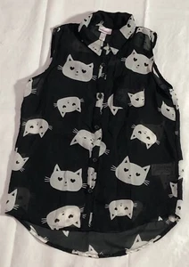 Xhilaration Tank Top Girl SP 6-6x All Over Print Cat Witchy Goth Hippie Grunge - Picture 1 of 11
