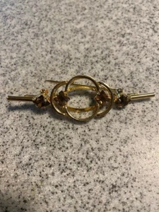Brosche / Anstecknadel Damen goldfarben, braune Steine - Bild 1 von 2