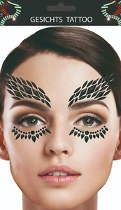 Gesichts Tattoo schwarze Schmucksteine Festival schwarzer Schwan Fantasy - Bild 1 von 3