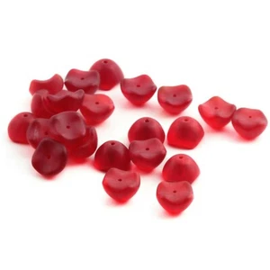 Lot (24) Czech vintage frost red interlocking glass beads 10x7mm - Picture 1 of 2
