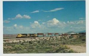 Postal sin usar Santa Fe tren vagones planos y contenedores de doble pila Nuevo México - Imagen 1 de 2