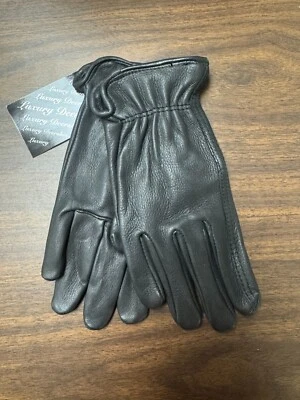 Guantes de cuero para mujer de piel de ciervo negros sin forro informales de cuero real, medianos Foto 1 de 3