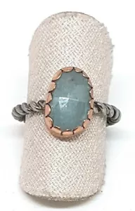 Anello in oro e argento con Acquamarina - Imagen 1 de 6