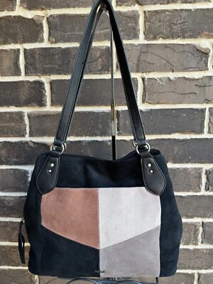 NUEVO CON ETIQUETAS $169 The Sak Melrose Bolso de Hombro Cuero Gamuza Neutro Bloque Negro mult Foto 1 de 4