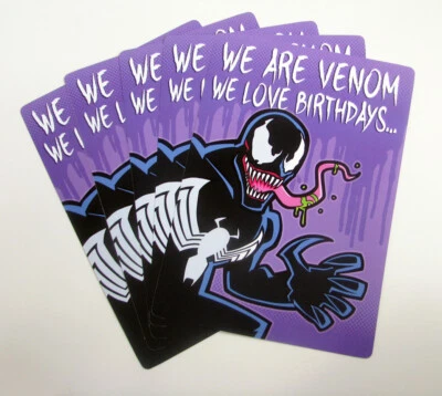Juego de 5 tarjetas de cumpleaños planas Venom de 5x7" - Tarjeta Spidey divertida Marvel Spider-Man Foto 1 de 4
