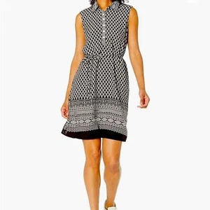 NWT Aventura Women's Mckinley Dress Black + White Removable Tie Belt Size Small - Picture 1 of 16