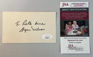 Byron Nelson Signed 3x5 Index Card JSA w/COA Pro Golfer PGA Masters Champ HOF! - Picture 1 of 4