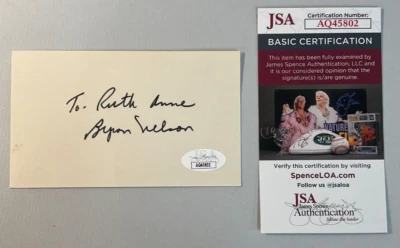 Byron Nelson Signed 3x5 Index Card JSA w/COA Pro Golfer PGA Masters Champ HOF! - Image 1 of 4