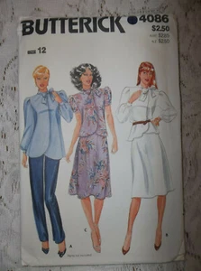 VINTAGE BUTTERICK #4086 OUTFIT SIZE 12 MISSES' PATTERN & INSTRUCTIONS UNCUT - Picture 1 of 2