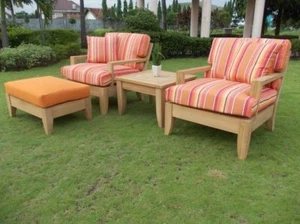 Atnas 4pc A-Grade Teak Wood Deep Seater Sofa Lounge Chair Set Outdoor Patio New - Picture 1 of 5