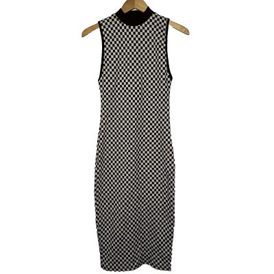 Nuevo con etiquetas Vestido Suéter Tejido Zara Para Mujer Talla S Cuadros Marrón Sin Mangas Midi Cuello Simulado Foto 1 de 4