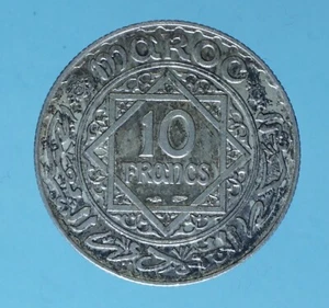 MAROCCO 10 FRANCHI 1933 SILVER COIN CURRENCY NUMISMATICA MONETE DA COLLEZIONE - Foto 1 di 2