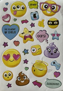 I’M FLUENT IN EMOJI Stickers (31pc)Poop•Texting•Smiling Faces•Game Control•Star - Picture 1 of 9