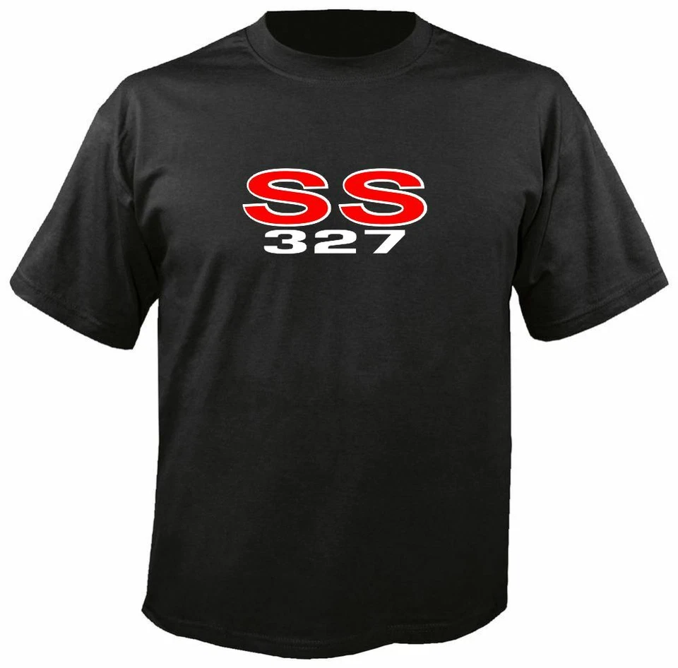 Camiseta preta SS327, SS 327 emblema super esporte chevy camaro nova  - Imagem 1 de 1