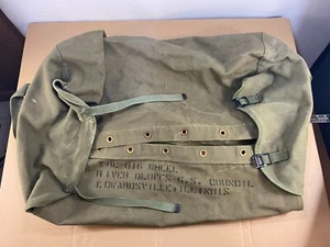 Vintage Stencil Military Army Duffle Bag Case Tent 40s 50s WWII Large Canvas Big - Picture 1 of 7