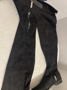 Marc Fisher Humor 2 MFHUMOR2 schwarze Overknee-Reiterstiefel aus Wildlederimitat Größe 7 - Bild 1 von 9