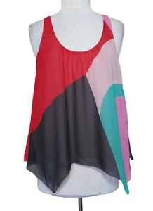 Joie Felixa Blouse Top BOHO Colorblock Silk Sleeveless S Women NWT $218 - Picture 1 of 6