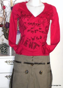 NTS Not The Same Chemise XS 34 Baie Rouge Rose Prune Coton NEU Pull - Picture 1 of 1