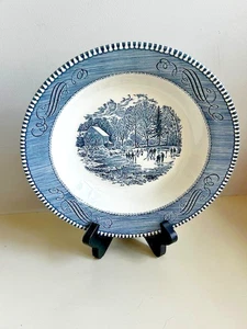 VTG Currier And Ives by Royal (USA) Rimmed Soup Bowl - "Early Winter" - 8 1/2" - Picture 1 of 2