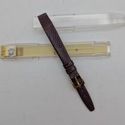 Correa de reloj de cuero vintage de grano de lagarto genuino con extremo abierto Hirsch marrón de 12 mm Foto 1 de 4