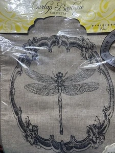 Burlap Boutique Collection Dragonfly Print Burlap Yard Flag 18.5”x 12.5” New - Picture 1 of 8