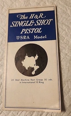 Folleto de ventas de pistola Harrington & Richardson USRA modelo de un solo disparo 22 de la década de 1930 Foto 1 de 4