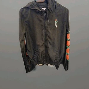 Empyre Clothing Skeleton And Rose Black Windbreaker Women's Size XL - Picture 1 of 7