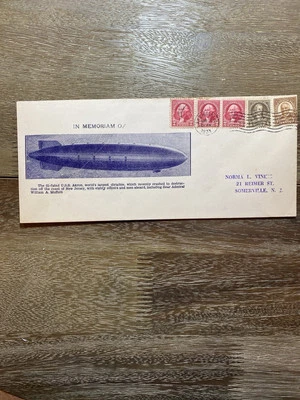 USS Akron Memorial Airship Cover Epps Cachet in Blue Ullmann# 5/31/33-9.2 - Image 1 of 2