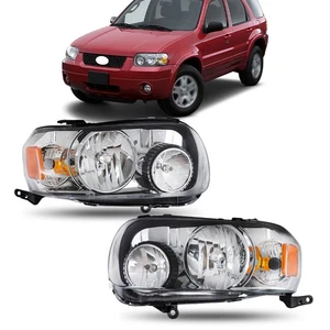 Halogen Chrome Headlights For Ford Escape 2005-2007 Left&Right Side Projector - Foto 1 di 11