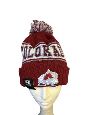 Colorado Avalanche New Era Beanie Knit Pom Winter NHL Hat Burgundy, Blue & White - Image 1 of 4