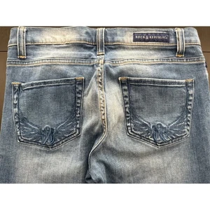 Rock & Republic Low-Rise Roth Bootcut Jeans Damen 6 Blau Faded Stretch Denim - Bild 1 von 10