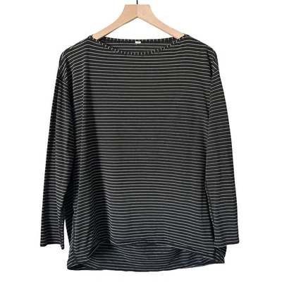 Lululemon Back in Action Long Sleeve Shirt in Black White Stripe Size 10 - Image 1 of 3