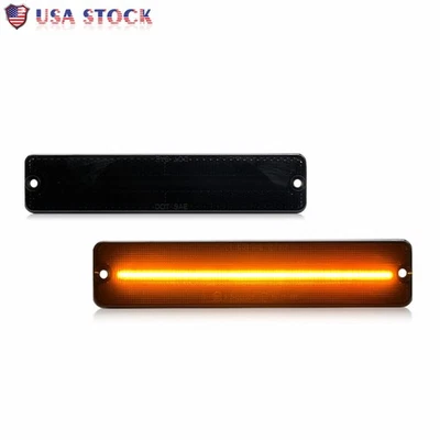 2PC For 1984-1991 Jeep Grand Wagoneer Smoked Amber LED Fender Side Marker Lights - Image 1 of 4