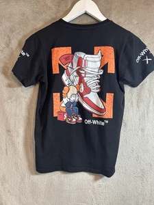 Camiseta negra sin marca estilo blanco roto estampado gráfico ropa de calle talla juvenil - Imagen 1 de 10