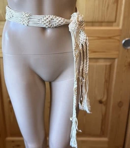 Cinturón Vintage Macramé Cuentas Hippie Boho Festival Verano 26-28 Cintura - Imagen 1 de 11