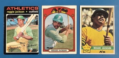 Lote de tarjetas de béisbol vintage de los años 70 ~ REGGIE JACKSON HOF Foto 1 de 2