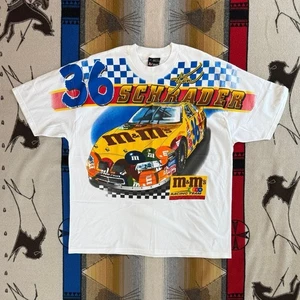 Camiseta Vintage M&Ms Nascar Estampado Completo AOP Talla 2XL Excelente Estado - Imagen 1 de 8