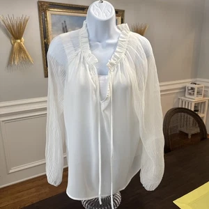 Blusa manica lunga svasata bianca trasparente pomodoro geloso taglia large - Foto 1 di 13