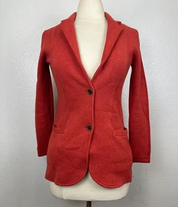 J Crew Suéter Blazer Mujer XXS Naranja Quemado Óxido Chaqueta Dos Bolsillos con Botones - Imagen 1 de 8