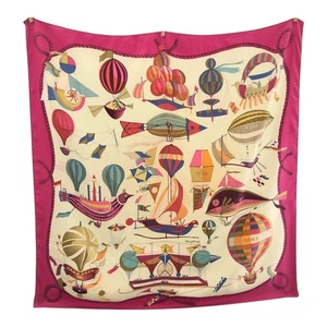 HERMES LES FOLIES DU CIEL Carre90 Scarf Large Scarf Pink Multicolor silk - Picture 1 of 5
