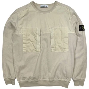 S/S 20 Stone Island Mussola Gommata Crewneck Pocket Sweater - Beige - Picture 1 of 6