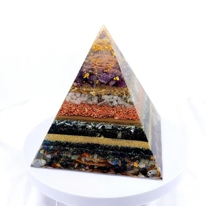 Orgonit Pyramide Amethyst Bergkristall Schungit Turmalin 24K Gold 14 cm 1,7 kg - Bild 1 von 6